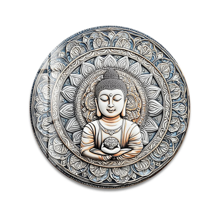 Buddha Lotus Mandala - Round Glass Wall Art - MyPhotoStation