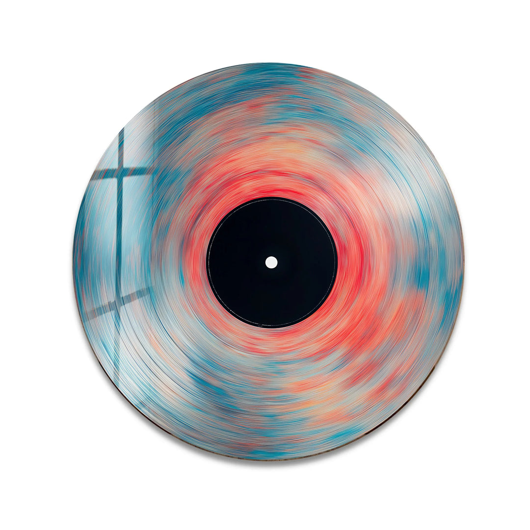 Vinyl-Inspired Abstract Swirl – Round Glass Wall Art - MyPhotoStation
