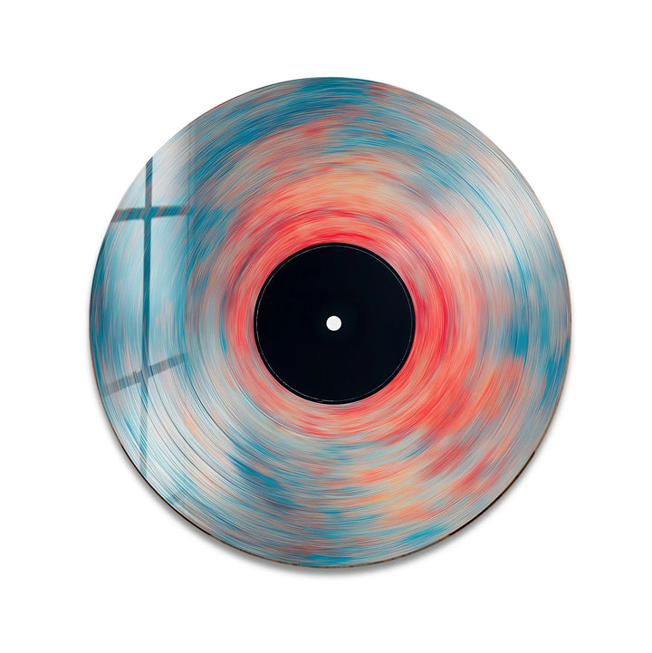 Vinyl-Inspired Abstract Swirl – Round Glass Wall Art - MyPhotoStation