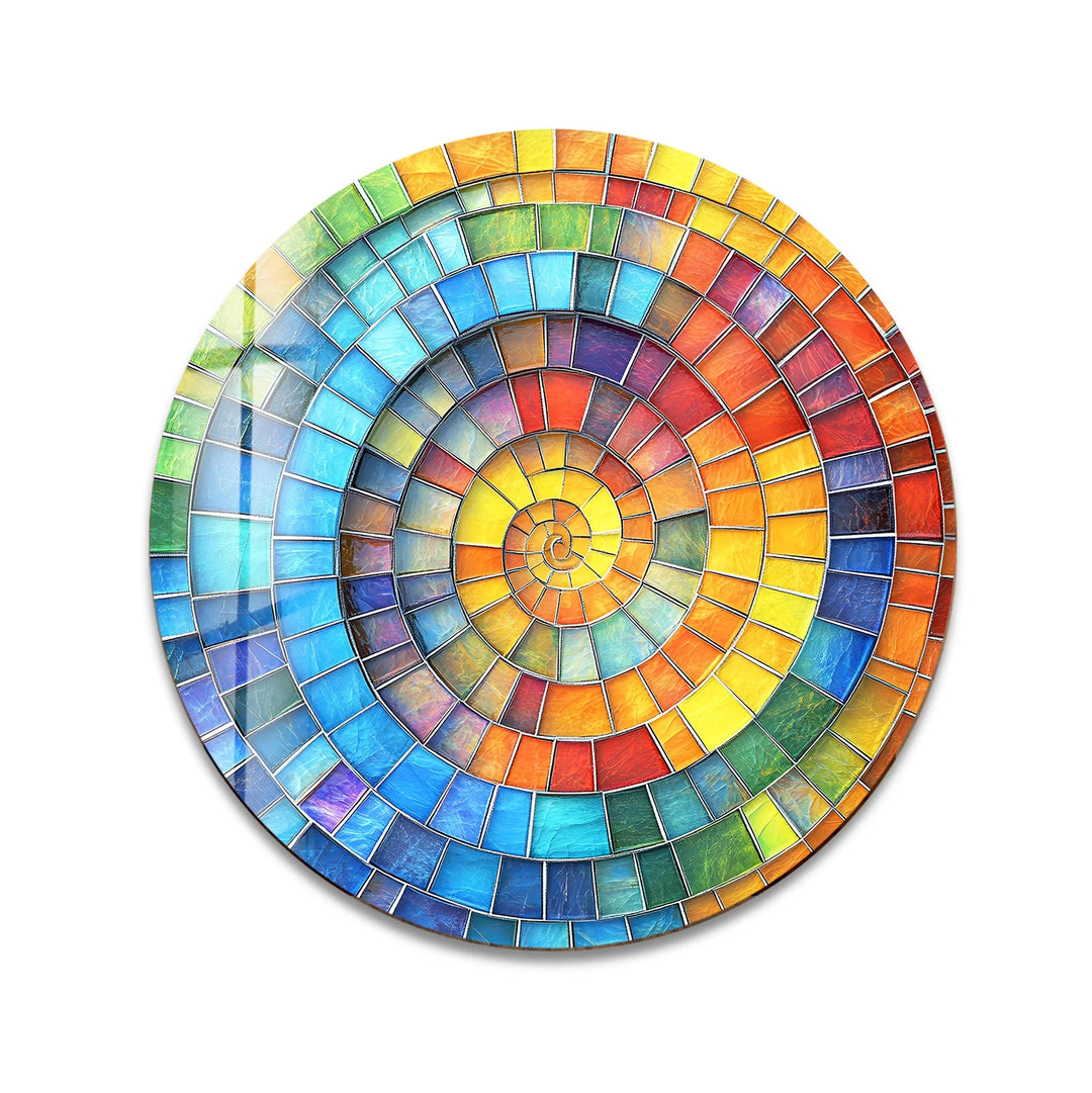 Prismatic Spiral Glow – Round Glass Wall Art - MyPhotoStation