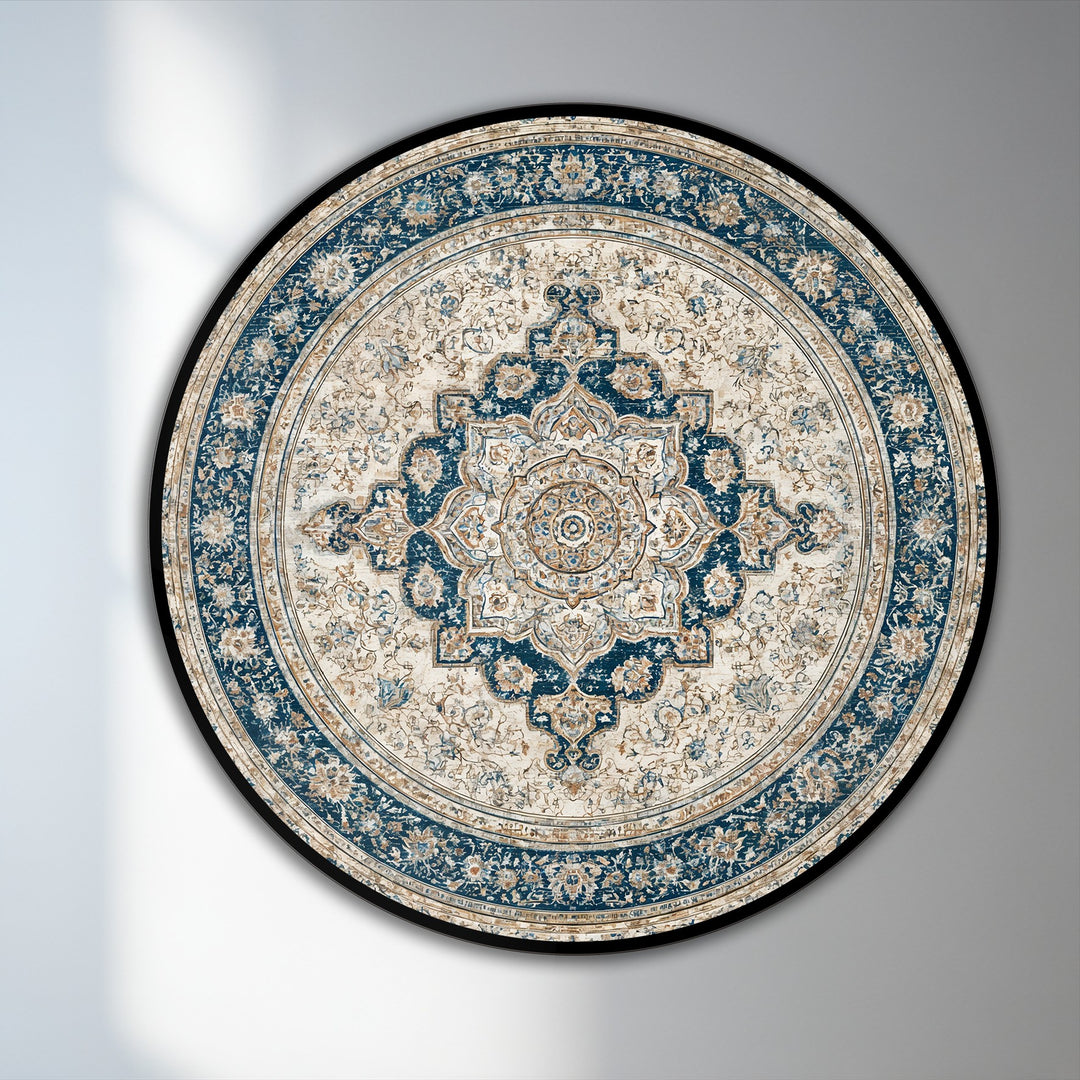 The dark edge frames the Imperial Elegance round oil painting, accentuating its borders and the intricate patterns in this beautiful oil painting art prints piece.