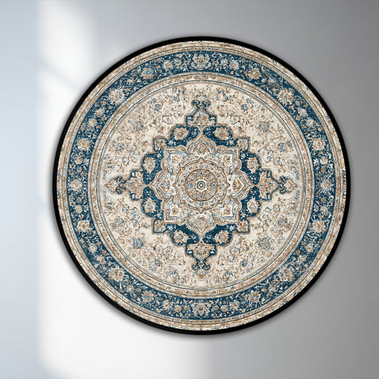 The dark edge frames the Imperial Elegance round oil painting, accentuating its borders and the intricate patterns in this beautiful oil painting art prints piece.