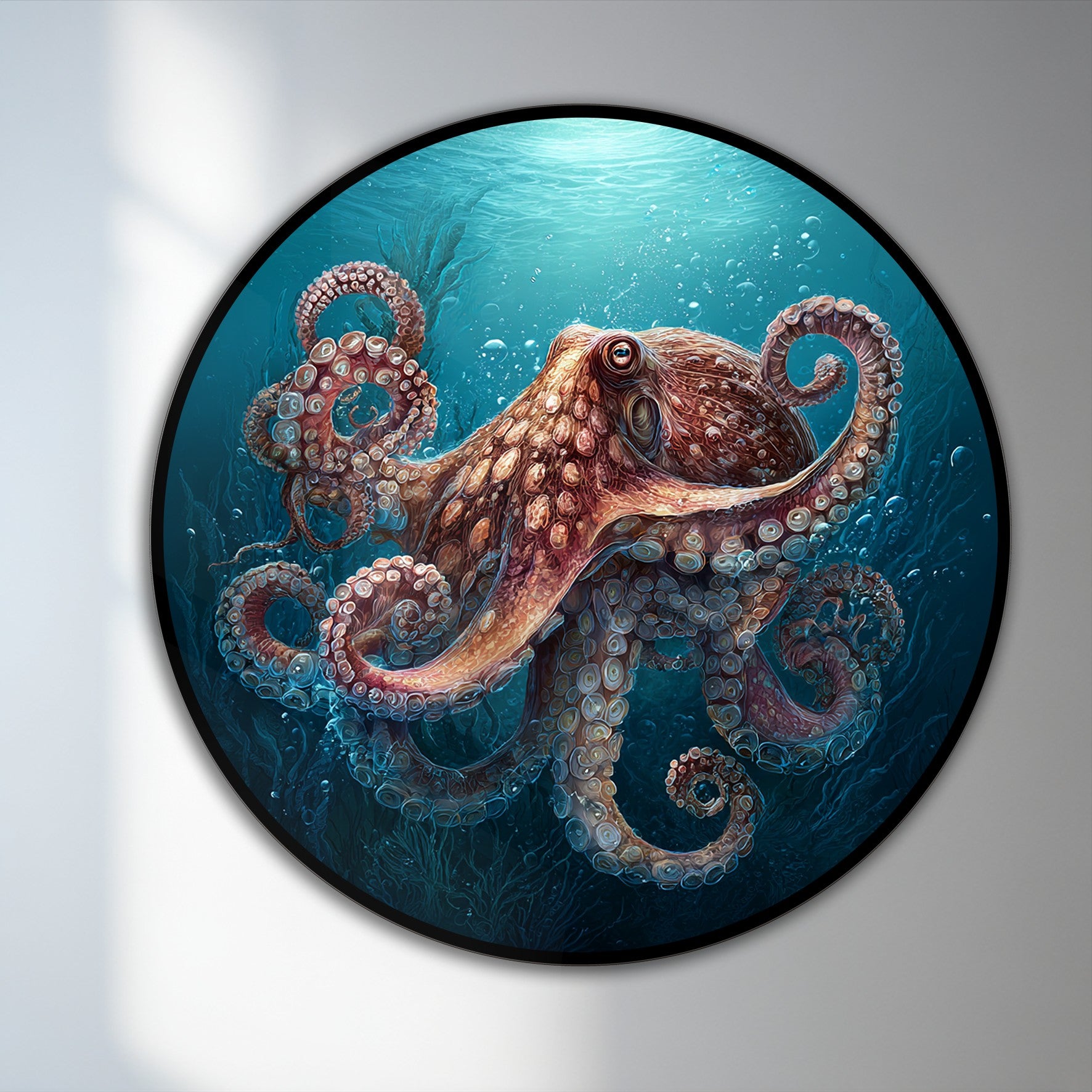 Octopus Round Frame Deep Ocean Octopus Round Marine Oil Painting – MyPhotoStation