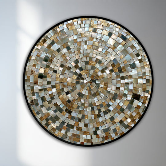 Subtle negative space around the golden spiral harmony showcases the rich texture of this mosaic pattern oil painting wall art, creating a captivating visual balance.