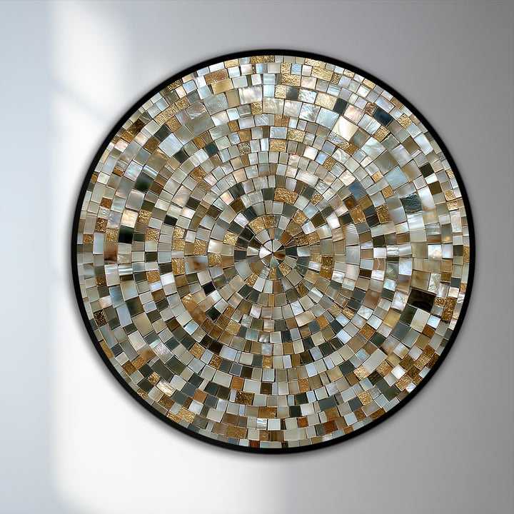 Subtle negative space around the golden spiral harmony showcases the rich texture of this mosaic pattern oil painting wall art, creating a captivating visual balance.