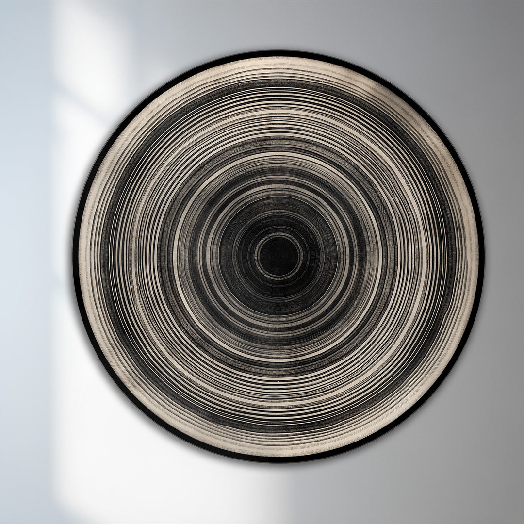 Swirling concentric lines of this minimalist, circular wooden oil painting wall art create a mesmerizing sense of motion, perfect for adding dynamic energy with oil painting wall art.