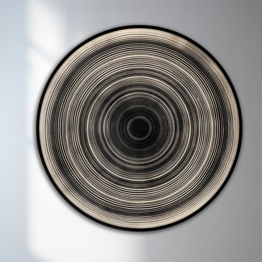 Swirling concentric lines of this minimalist, circular wooden oil painting wall art create a mesmerizing sense of motion, perfect for adding dynamic energy with oil painting wall art.
