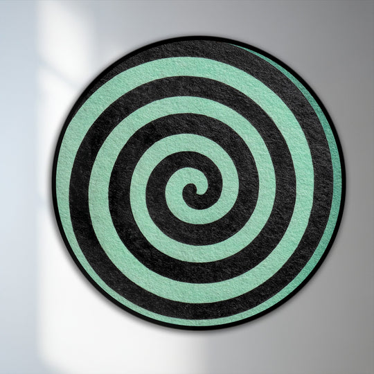 The darkest areas of the minimalist black spiral in this modern abstract oil painting suggest depth, complementing any oil painting home decor.