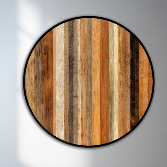 Undulating lines of wood grain in this round natural rhythm oil painting home decor evoke a sense of movement and flow across the art's surface.