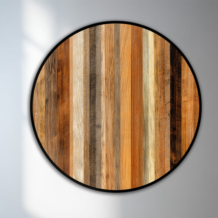 Undulating lines of wood grain in this round natural rhythm oil painting home decor evoke a sense of movement and flow across the art's surface.