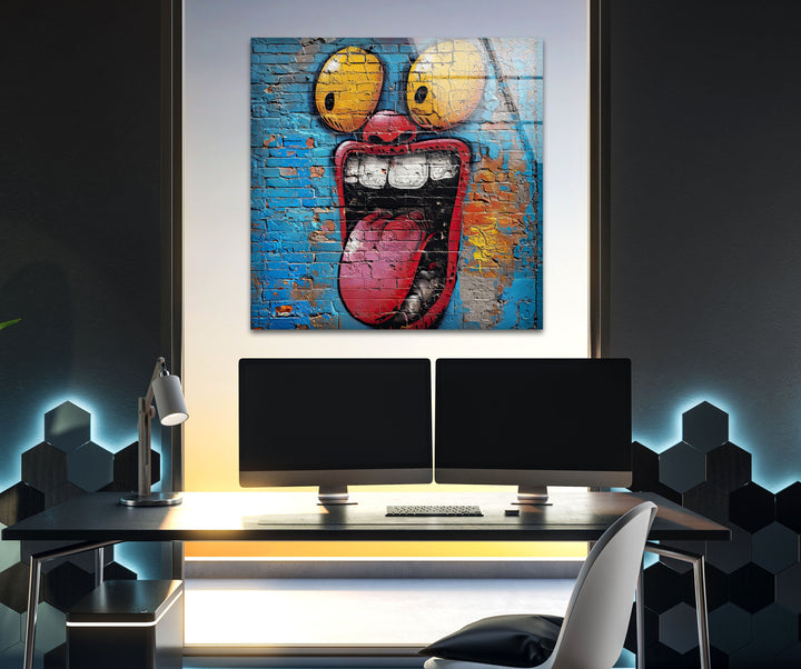 Slap Tag Graffiti Glass Wall Art glass image printing, glass prints from photos
