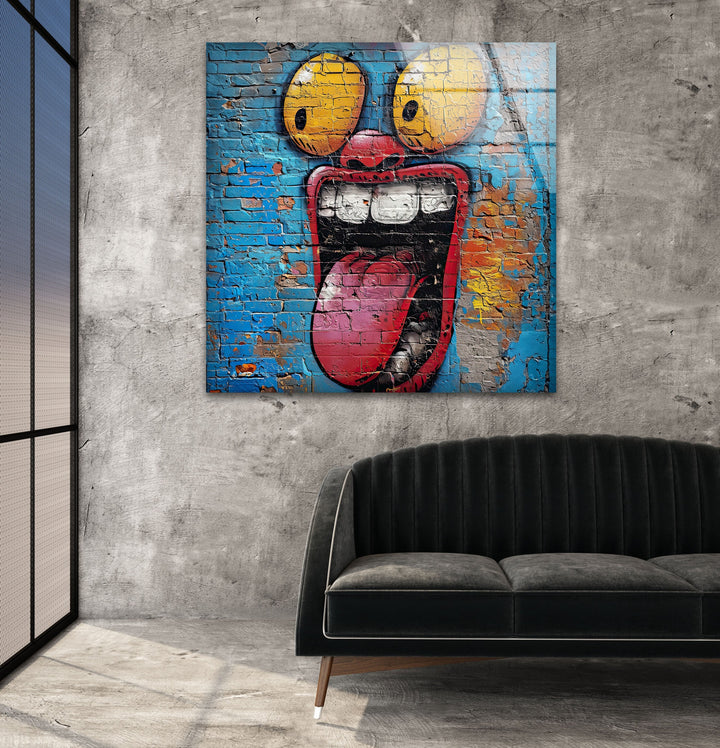 Slap Tag Graffiti Glass Wall Art glass photo prints, glass picture prints
