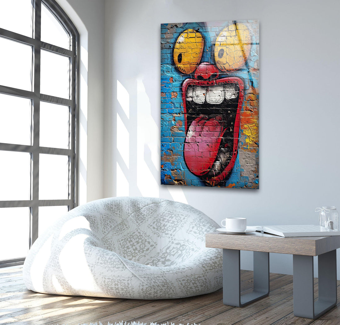 Slap Tag Graffiti Glass Wall Art custom glass photo prints, large glass prints
