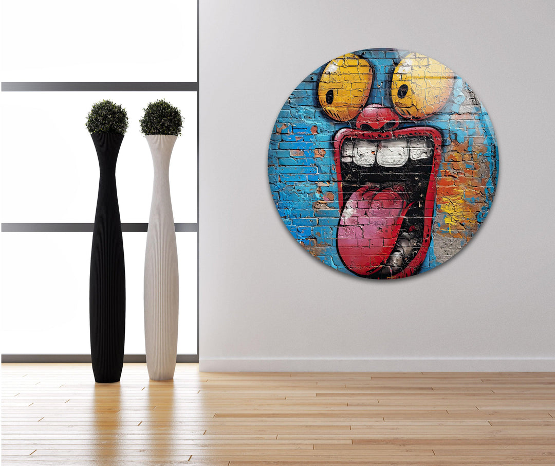 Slap Tag Graffiti Glass Wall Art picture on glass wall art, photos printed on glass
