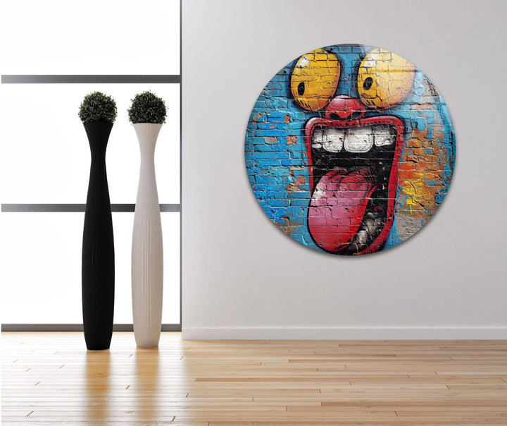 Slap Tag Graffiti Glass Wall Art picture on glass wall art, photos printed on glass
