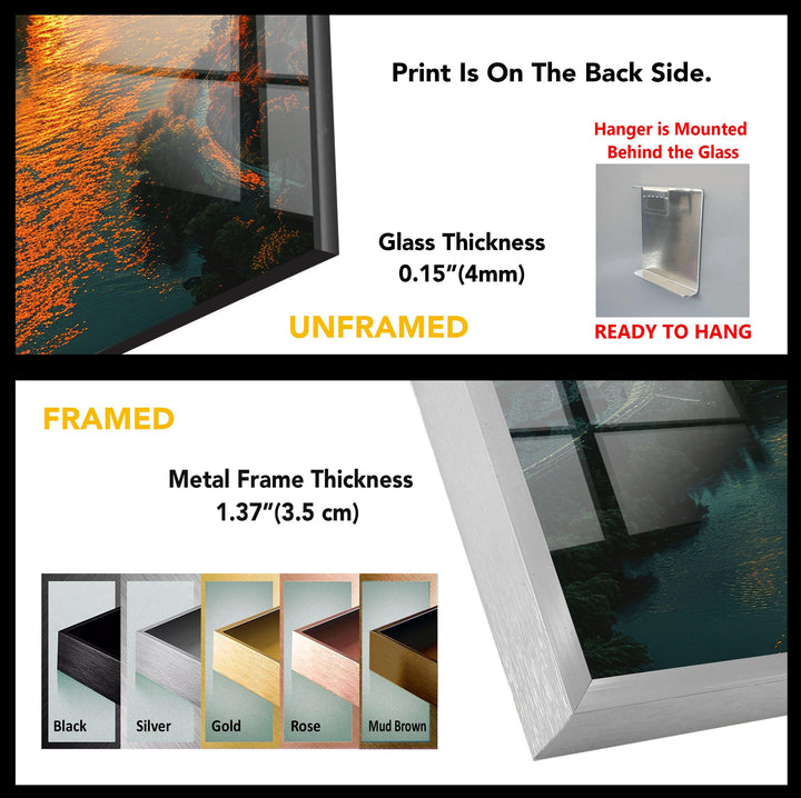 Spain Golden Hour River Glass Wall Art, print on glass, glass printed photos