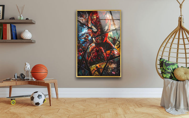 Spider-Man Movies Banners Glass Wall Art