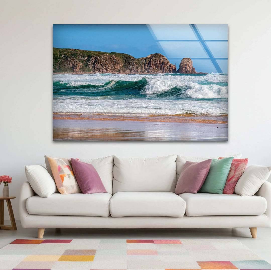 Rocky Coastline Ocean Wave Wall Art – Scenic Beach Glass Print for Nature Lovers - MyPhotoStation
