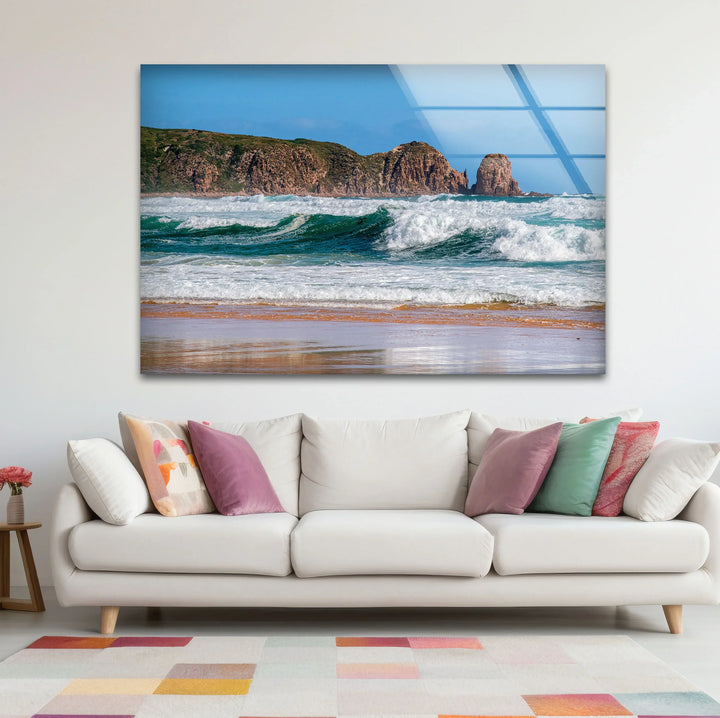 Rocky Coastline Ocean Wave Wall Art – Scenic Beach Glass Print for Nature Lovers - MyPhotoStation
