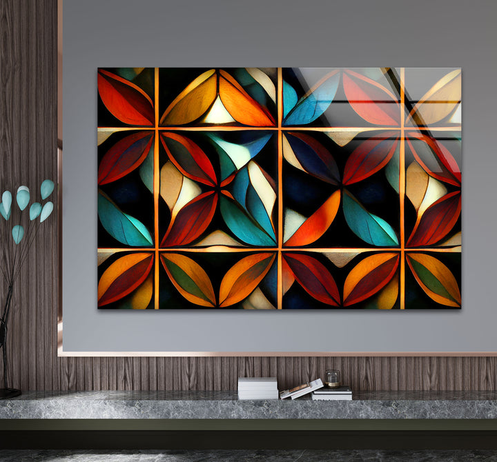 Geometric Stained Glass Wall Art – Abstract Mosaic Glass Design