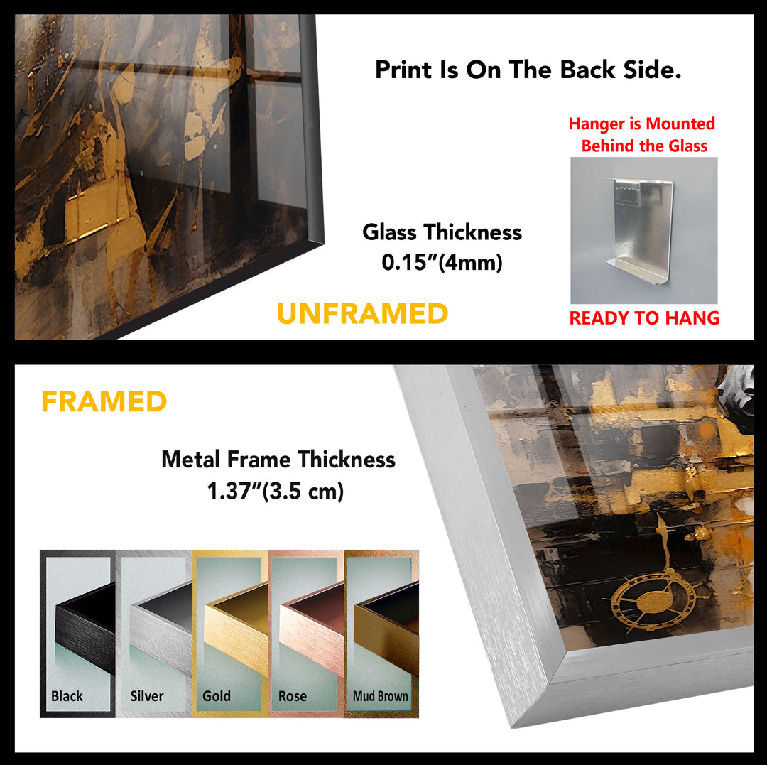 Golden Spirit Horse Wandkunst – Abstrakter Glasdruck mit rennendem Hengst