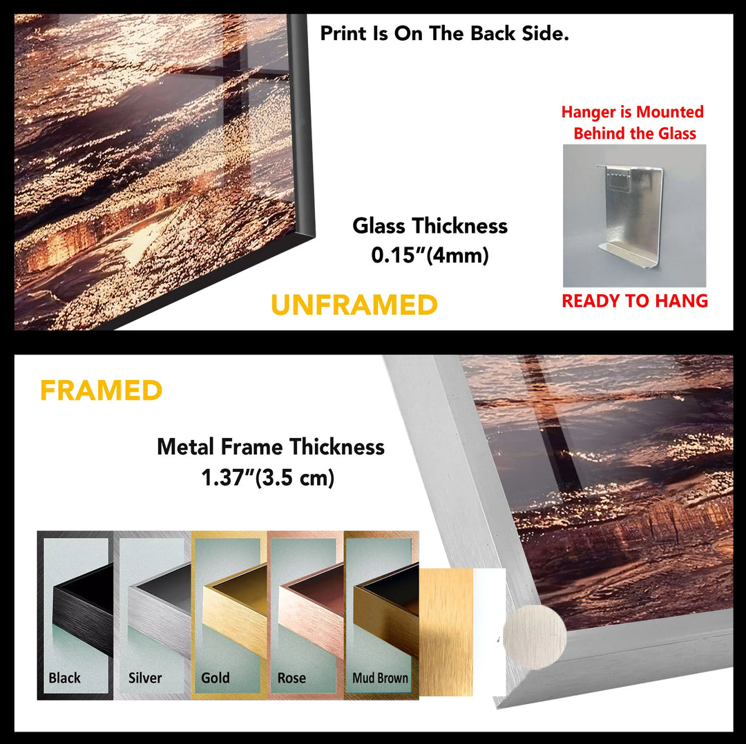 Red Moon Over Ocean Glass Wall Art – Dramatic Lunar Seascape Print for Bold Modern Decor - MyPhotoStation
