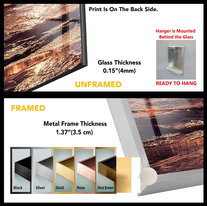 Red Moon Over Ocean Glass Wall Art – Dramatic Lunar Seascape Print for Bold Modern Decor - MyPhotoStation