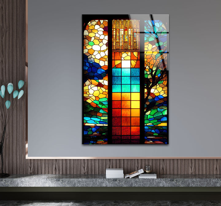 Buntglasfensterkunst – Lebendiges, von Kathedralen inspiriertes Design