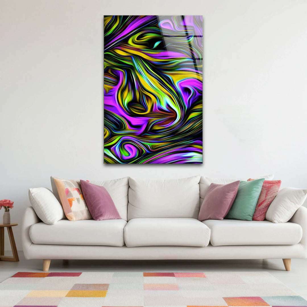 Psychedelic Swirl Glass Wall Art – Vibrant Abstract Pattern for Bold Modern Interiors - MyPhotoStation