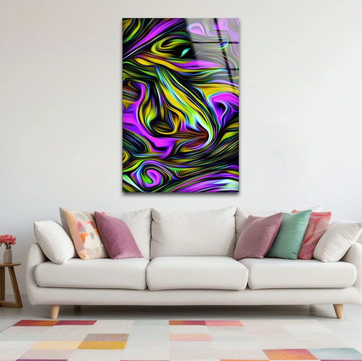 Psychedelic Swirl Glass Wall Art – Vibrant Abstract Pattern for Bold Modern Interiors - MyPhotoStation