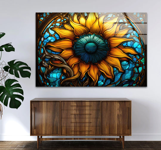 Sunflower Stained Glass Wall Art – Vibrant Floral Nature-Inspired Decor - MyPhotoStation