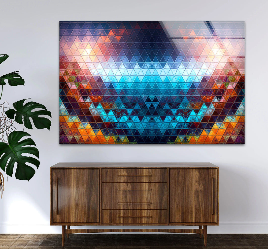 Geometric Prism Glass Wall Art – Colorful Triangle Mosaic for Modern Decor - MyPhotoStation