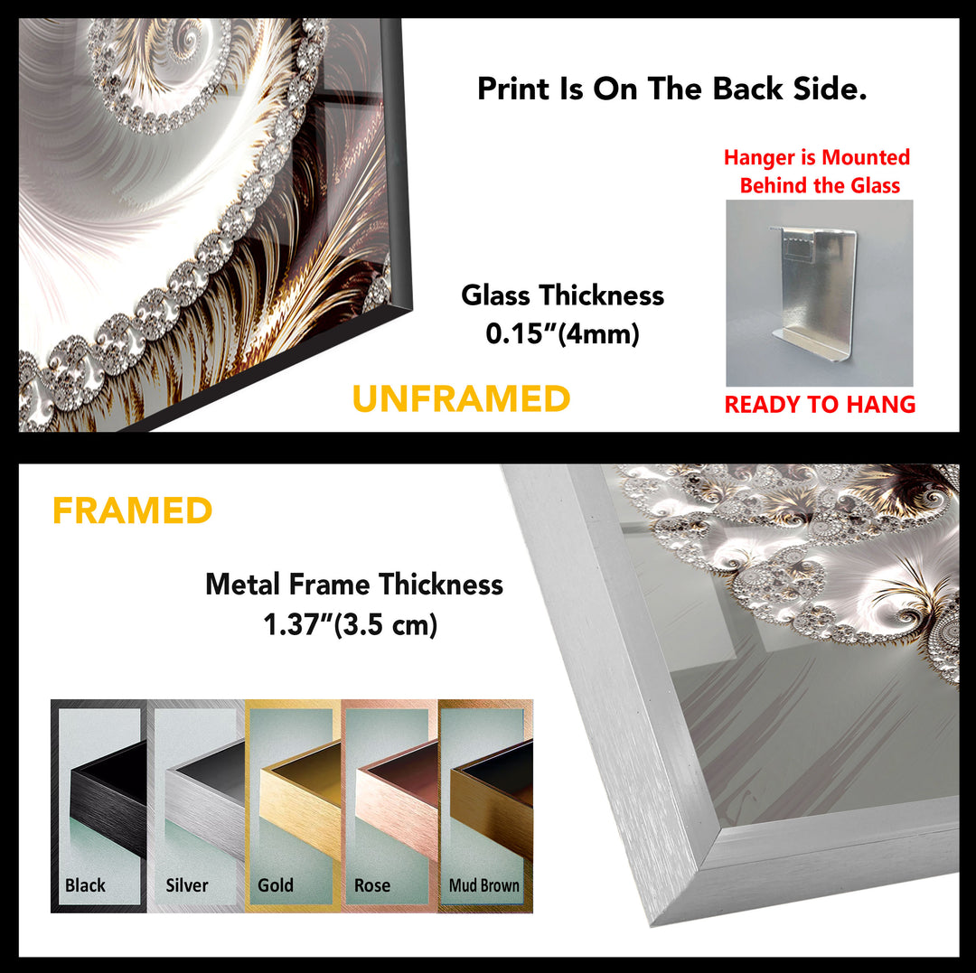 Golden Spiral Fractal Wall Art – Elegant Abstract Glass Print Decor