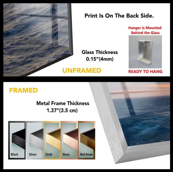 Ocean Horizon Sunset Wall Art – Serene Coastal View Tempered Glass Print - MyPhotoStation