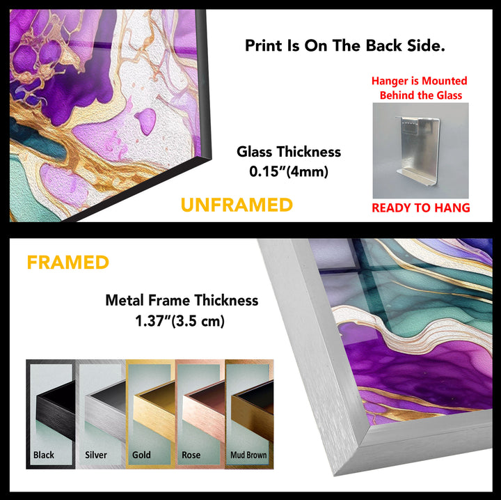 Colorful Geode Marble Wall Art – Abstract Crystal Glass Print for Interiors
