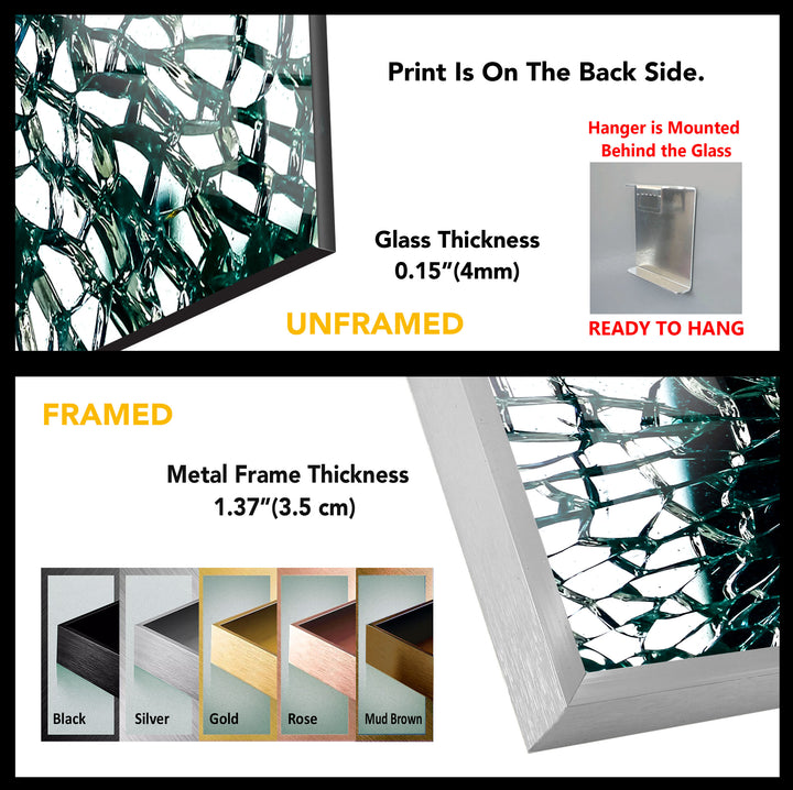 Fractured Glass Pattern Wall Art – Abstract Shattered Effect Glass Print