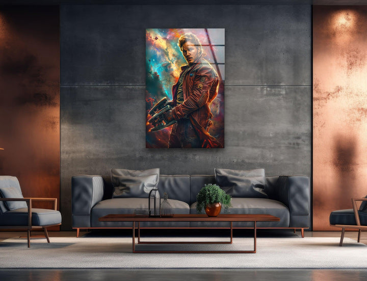 Marvel Star Lord Glass Wall Art, large glass photo prints, glass wall photos