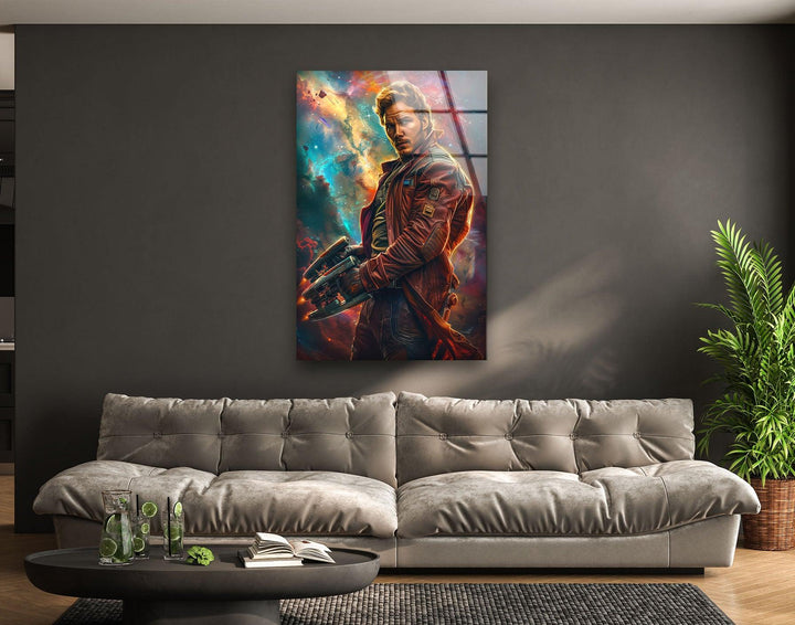 Marvel Star Lord Glass Wall Art, glass art painting, glass art for the Wall