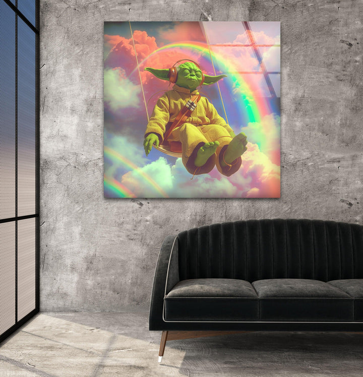 Star Wars Yoda Glass Wall Art custom glass photo prints, large glass prints
