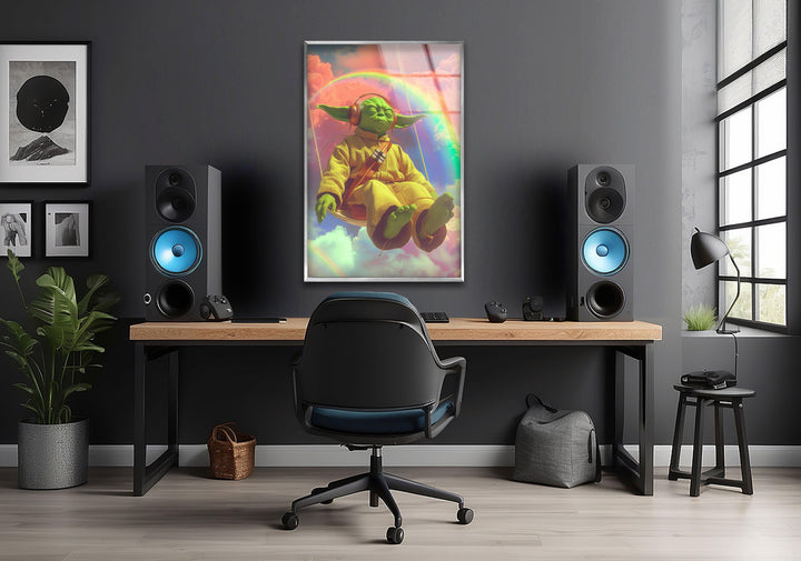 Star Wars Yoda Glass Wall Art print on glass, glass printed photos
