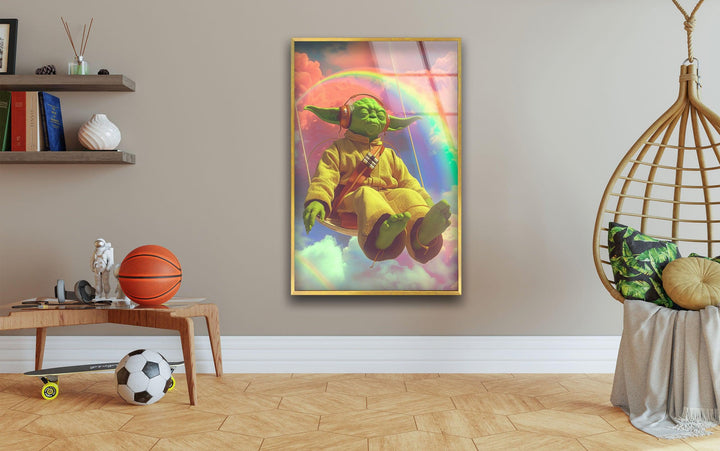 Star Wars Yoda Glass Wall Art picture on glass wall art, photos printed on glass

