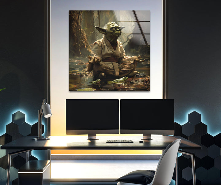 Star Wars Master Yoda Glass Wall Art, large glass photo prints, glass wall photos