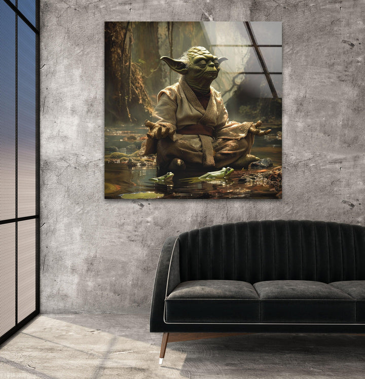 Star Wars Master Yoda Glass Wall Art, glass pictures for Wall, glass prints wall art