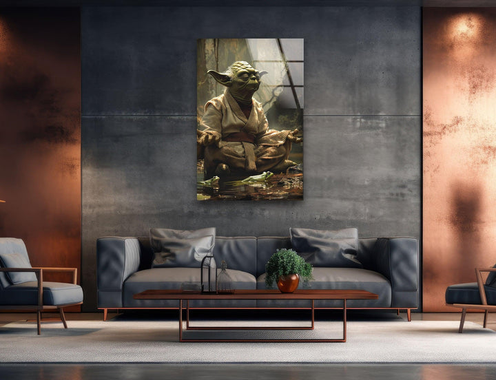 Star Wars Master Yoda Glass Wall Art,  glass art painting, glass art for the Wall