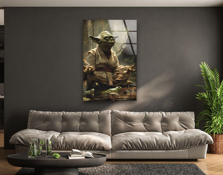 Star Wars Master Yoda Glass Wall Art, custom glass photo prints, large glass prints