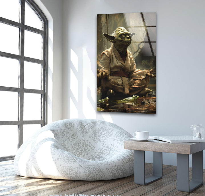 Star Wars Master Yoda Glass Wall Art, photo print on glass, prints on glass wall art
