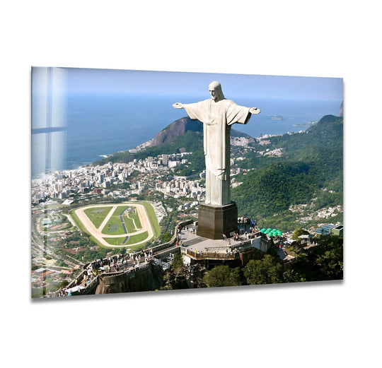 Highlighting the brightest area, this Christ the Redeemer glass wall art showcases majestic Rio landmark with a panoramic view as stunning wall prints.