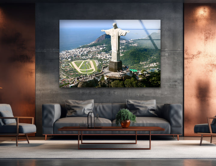 Glaswandkunst Christus der Erlöser – Majestätisches Wahrzeichen von Rio mit Panoramablick
