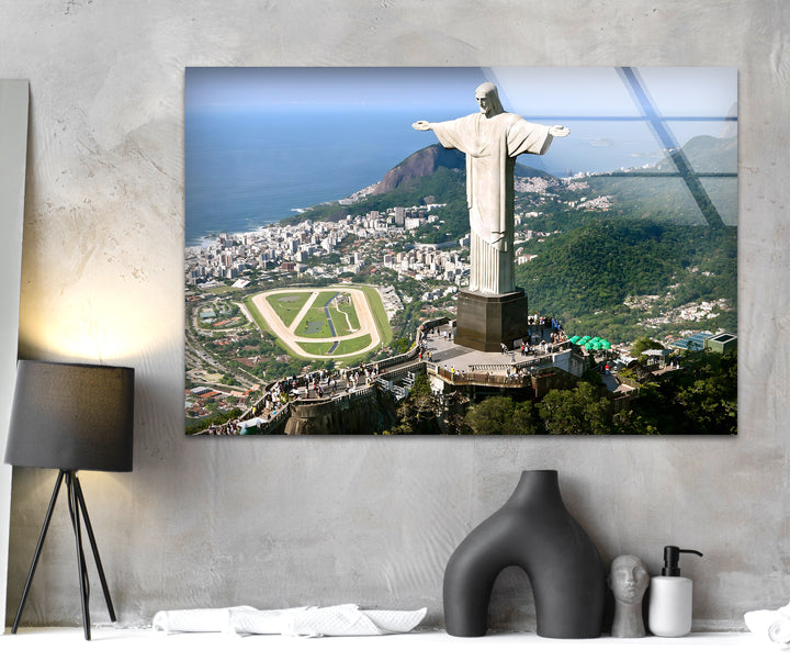 Glaswandkunst Christus der Erlöser – Majestätisches Wahrzeichen von Rio mit Panoramablick