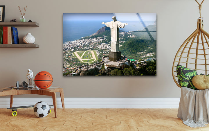 Glaswandkunst Christus der Erlöser – Majestätisches Wahrzeichen von Rio mit Panoramablick